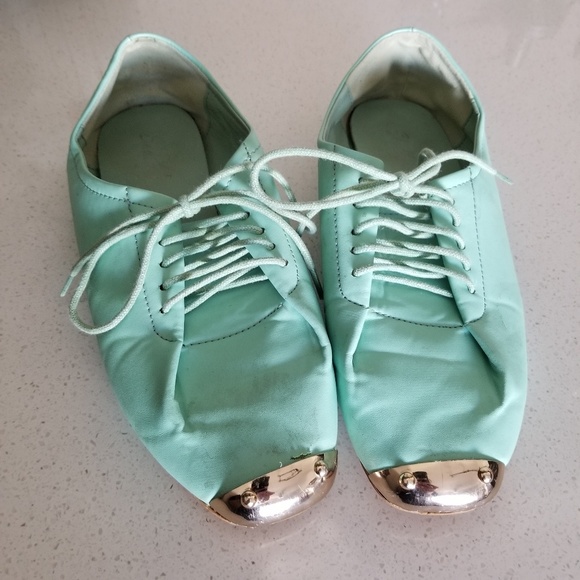lace up flats shoes mint green color - Picture 4 of 7